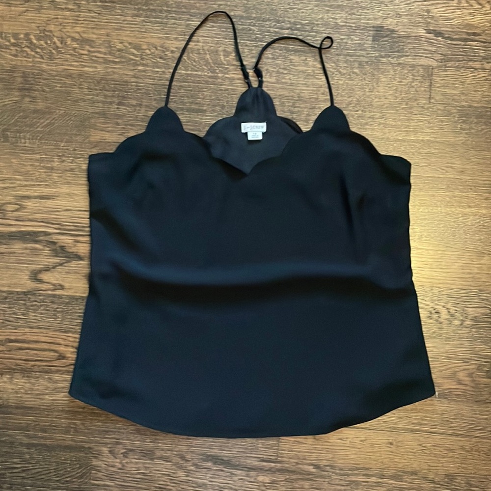 Black Scallop Top Blouse